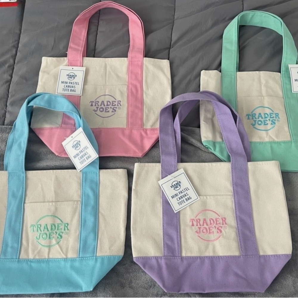Mini Pastel Canvas Tote Bags
